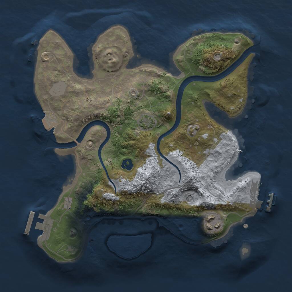Rust Map: Procedural Map, Size: 2500, Seed: 95257401, 6 Monuments