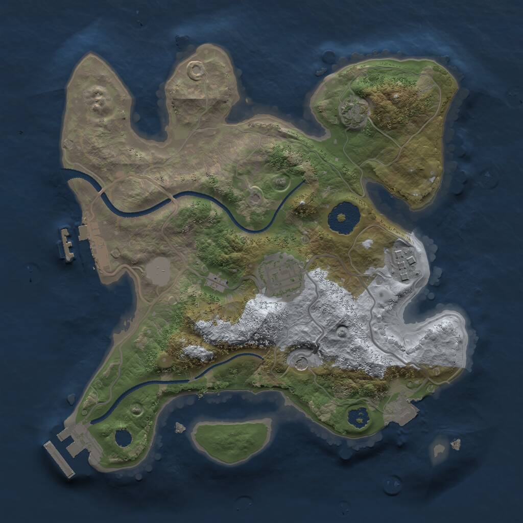 Rust Map: Procedural Map, Size: 2500, Seed: 95257401, 7 Monuments