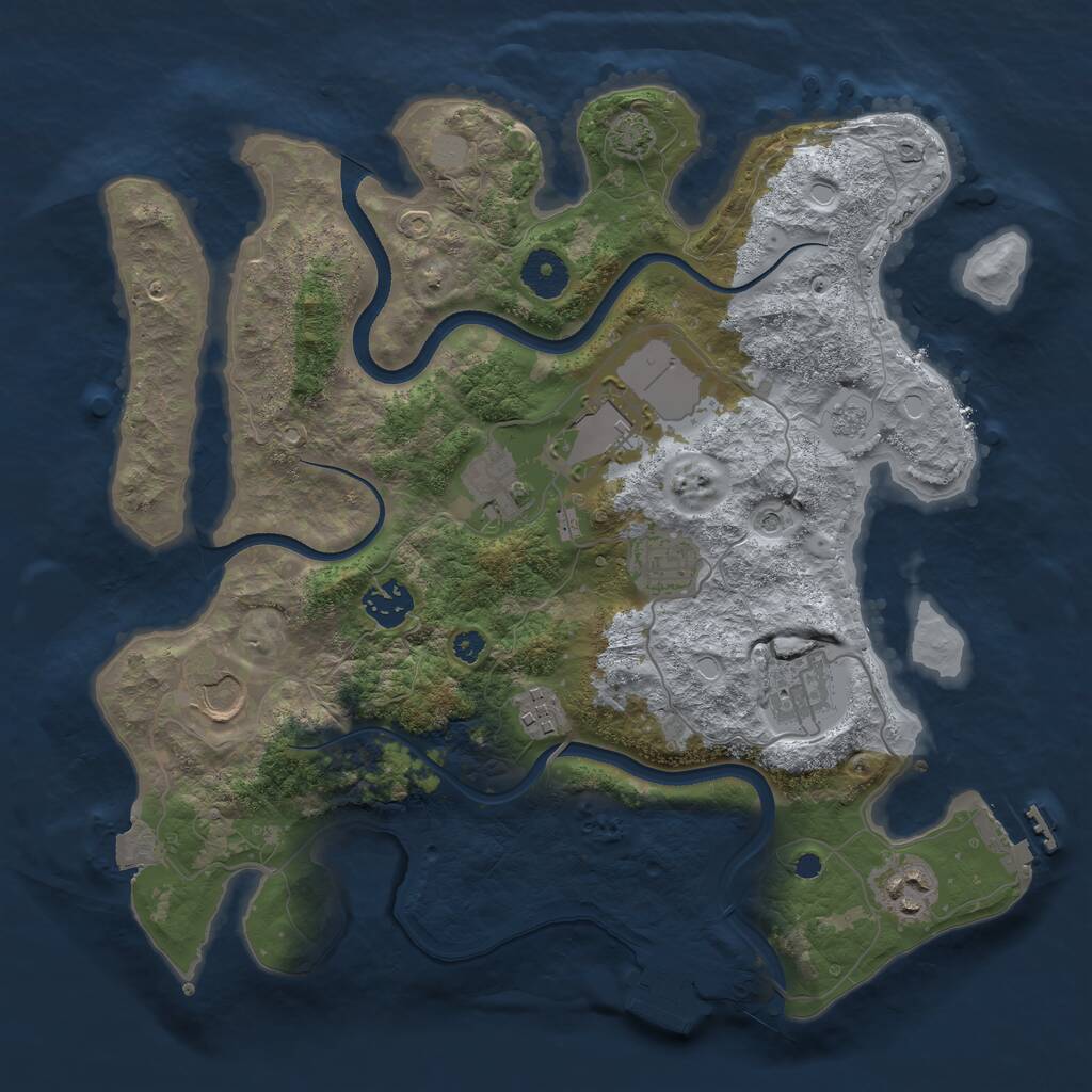 Rust Map: Procedural Map, Size: 3500, Seed: 998871722, 14 Monuments