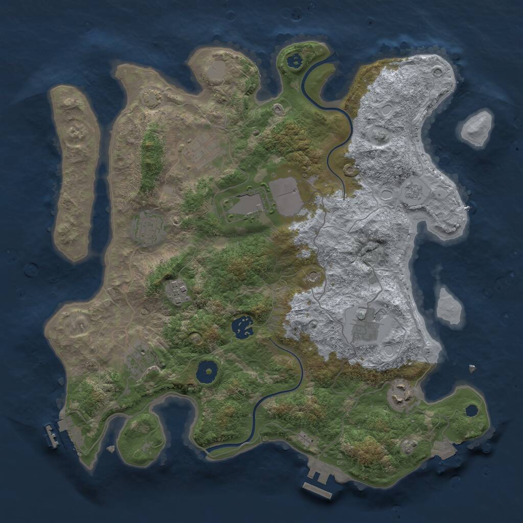 Rust Map: Procedural Map, Size: 3500, Seed: 998871722, 14 Monuments