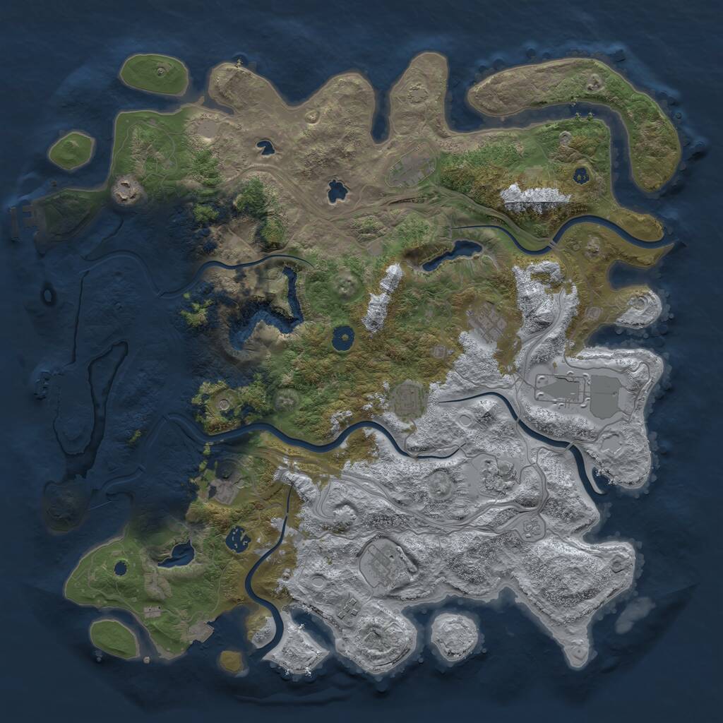 Rust Map: Procedural Map, Size: 4500, Seed: 2049793731, 16 Monuments