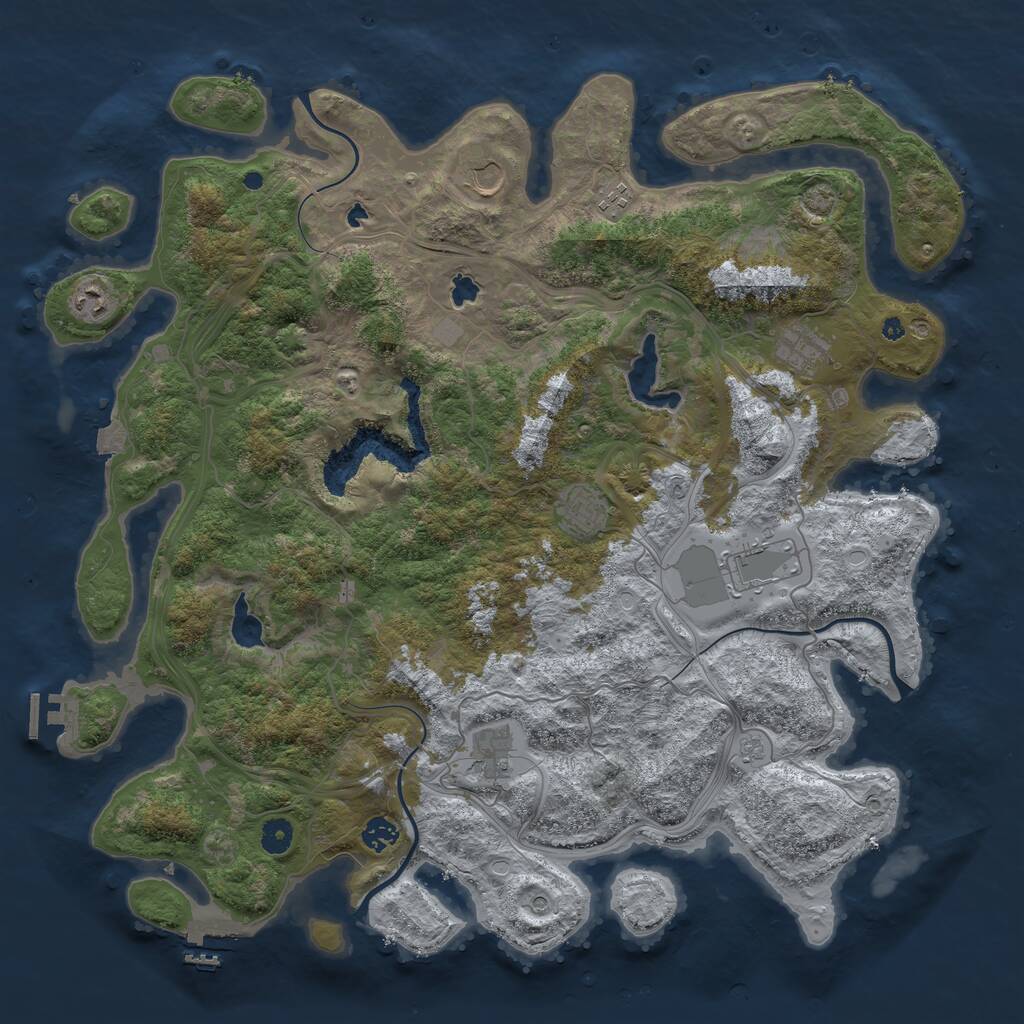 Rust Map: Procedural Map, Size: 4500, Seed: 2049793731, 14 Monuments