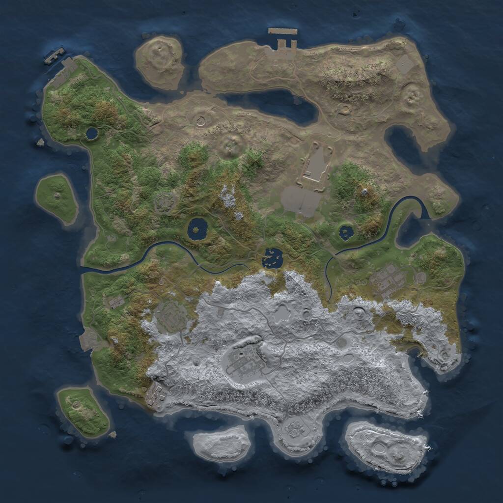 Rust Map: Procedural Map, Size: 3500, Seed: 3735553, 12 Monuments