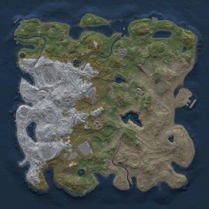 Thumbnail Rust Map: Procedural Map, Size: 4250, Seed: 25433928, 16 Monuments