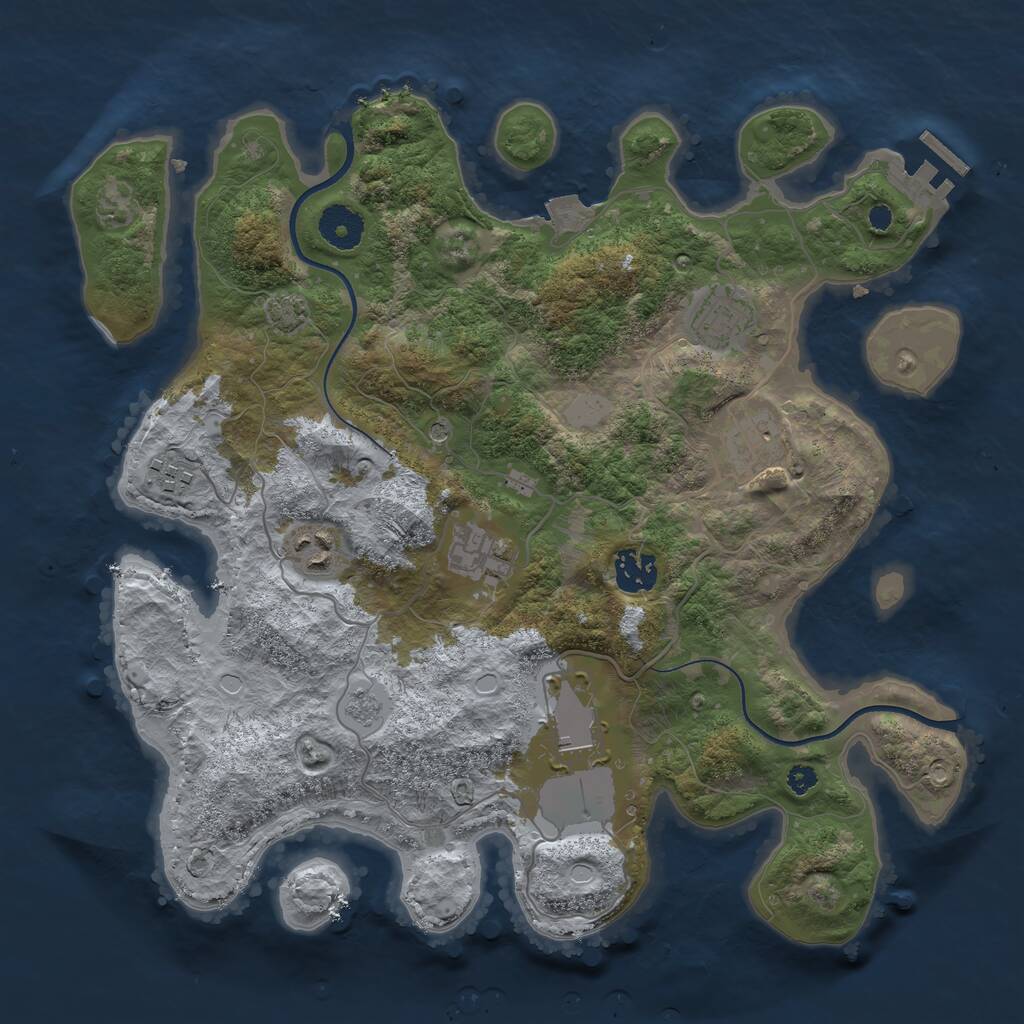 Rust Map: Procedural Map, Size: 3500, Seed: 76456, 12 Monuments