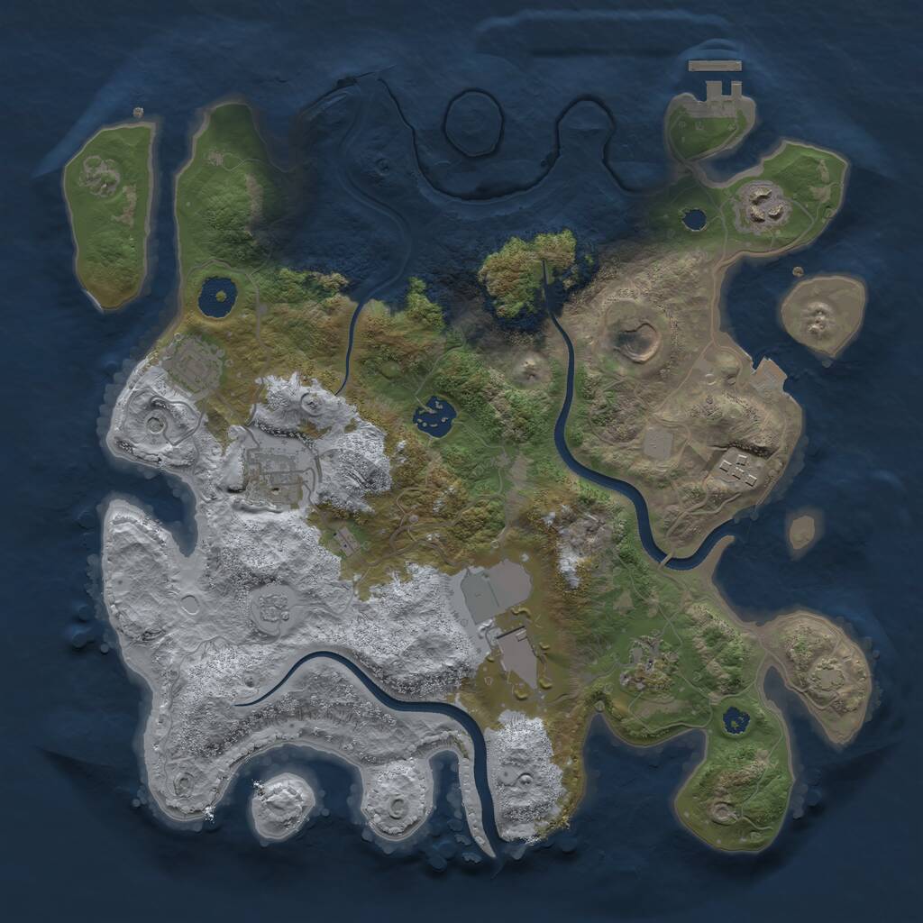 Rust Map: Procedural Map, Size: 3500, Seed: 76456, 13 Monuments