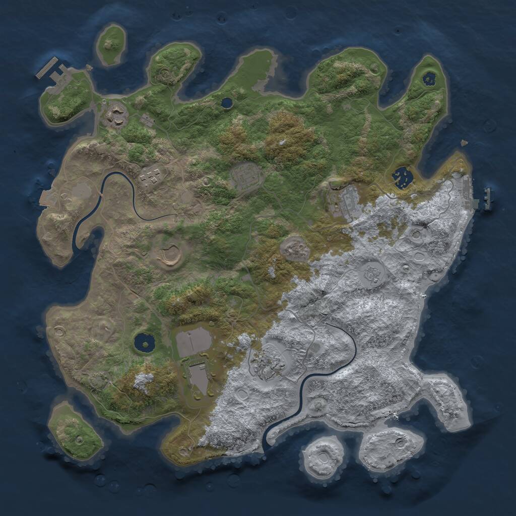 Rust Map: Procedural Map, Size: 3800, Seed: 1833030030, 14 Monuments