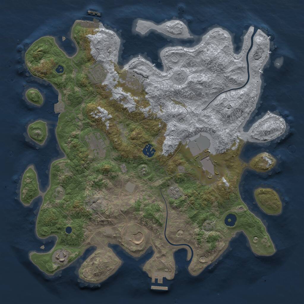 Rust Map: Procedural Map, Size: 3700, Seed: 261597437, 14 Monuments