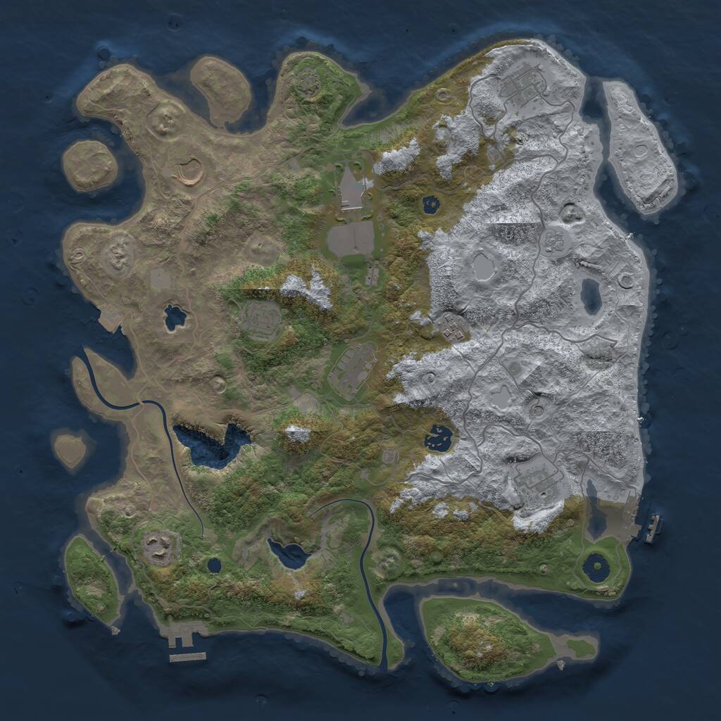 Rust Map: Procedural Map, Size: 4000, Seed: 1032851763, 15 Monuments