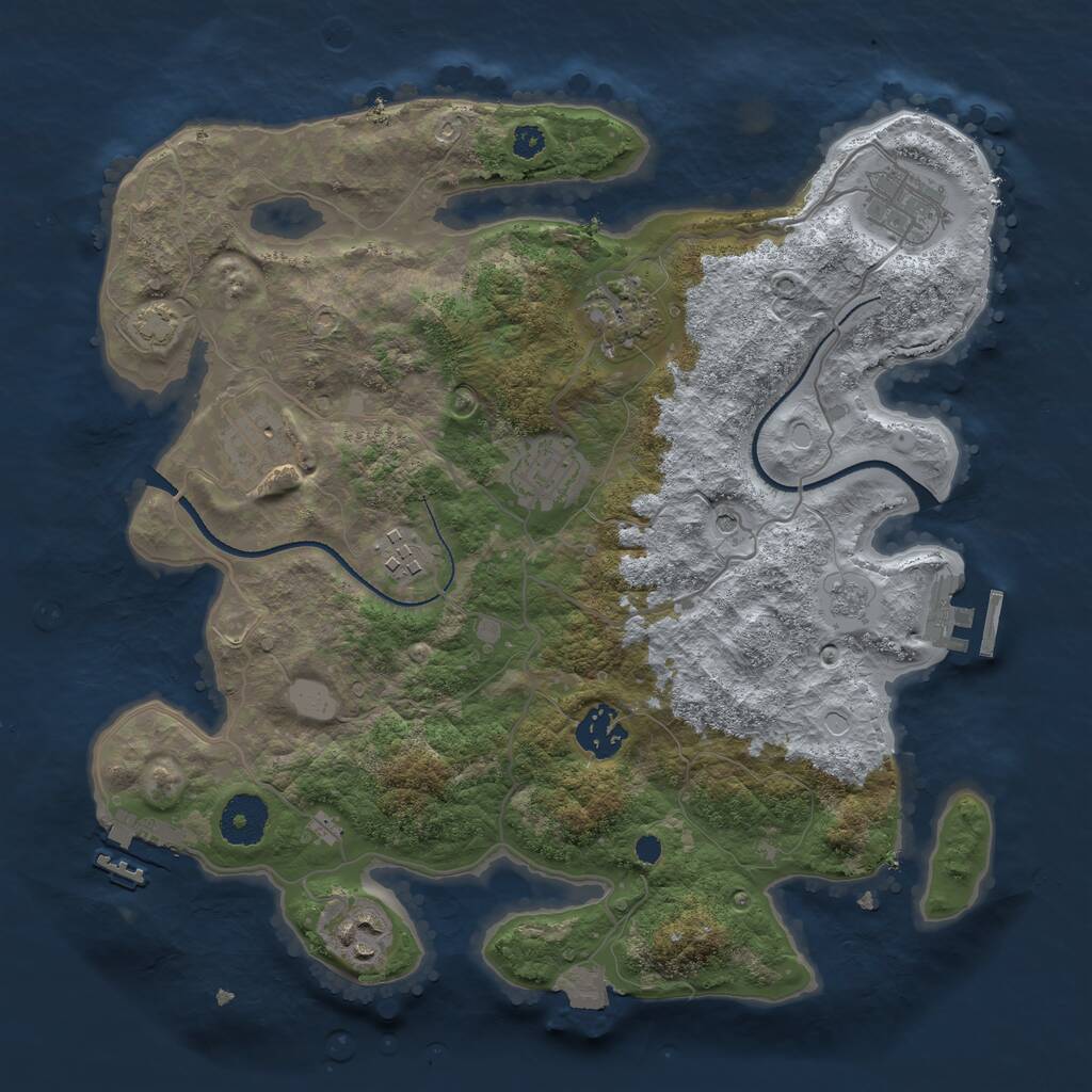 Rust Map: Procedural Map, Size: 3300, Seed: 245519271, 13 Monuments