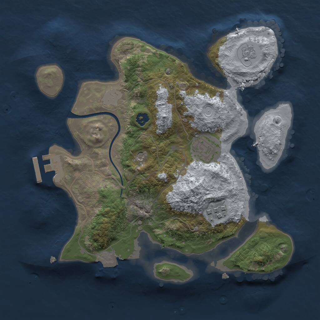 Rust Map: Procedural Map, Size: 2500, Seed: 754208245, 6 Monuments