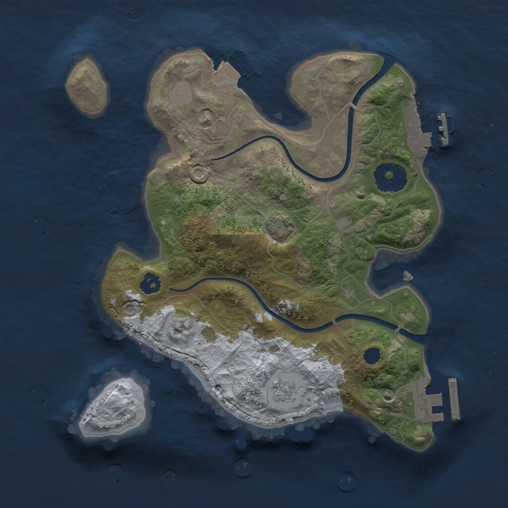 Rust Map: Procedural Map, Size: 2452, Seed: 6738, 5 Monuments