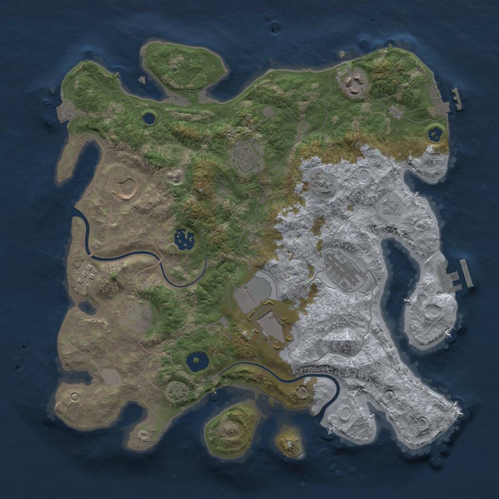 Rust Map: Procedural Map, Size: 3500, Seed: 49998, 13 Monuments