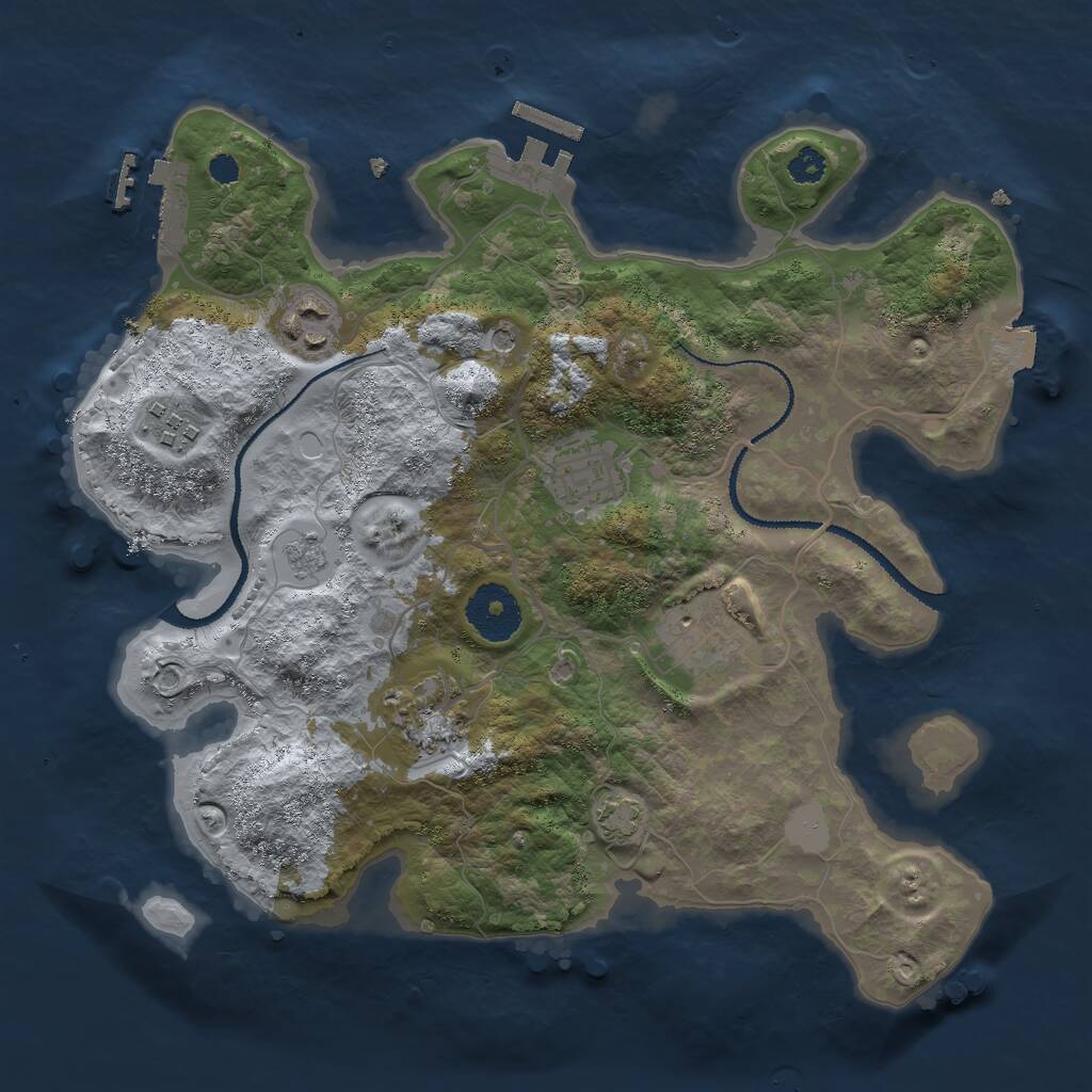 Rust Map: Procedural Map, Size: 3000, Seed: 33431625, 11 Monuments