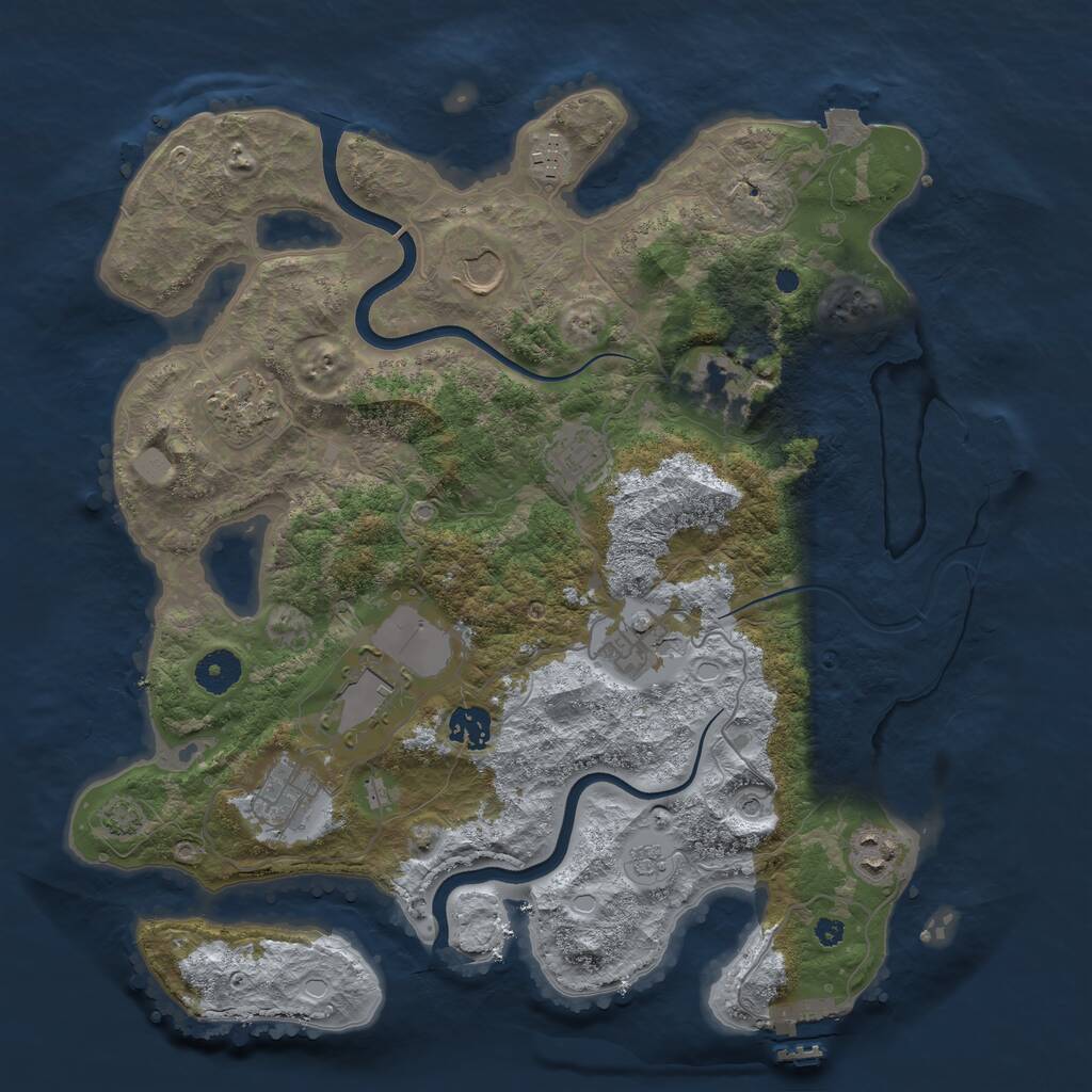 Rust Map: Procedural Map, Size: 3750, Seed: 1283219536, 16 Monuments
