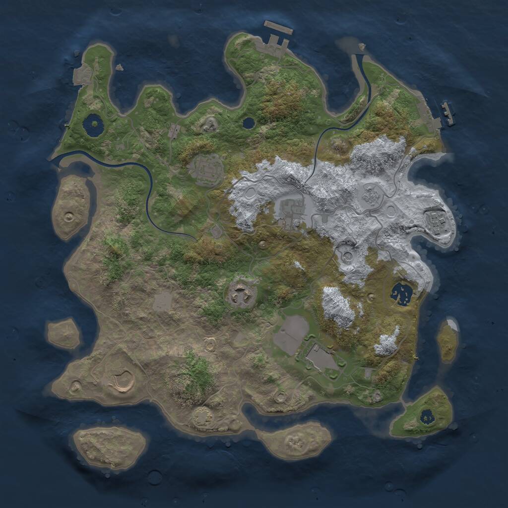 Rust Map: Procedural Map, Size: 3500, Seed: 1532505687, 13 Monuments