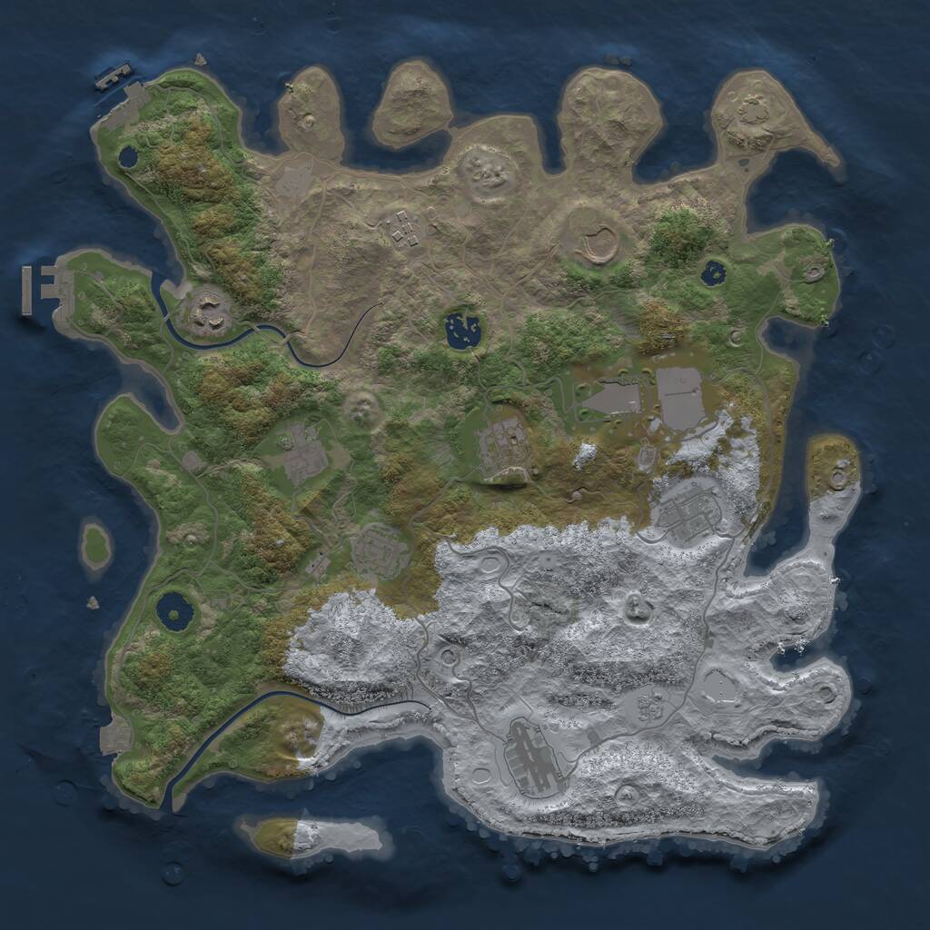 Rust Map: Procedural Map, Size: 3800, Seed: 241298113, 16 Monuments