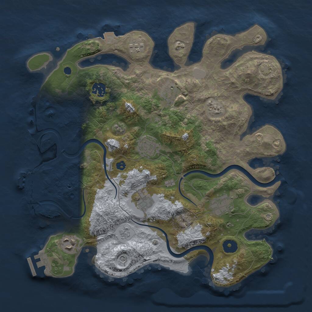 Rust Map: Procedural Map, Size: 3300, Seed: 1707588482, 13 Monuments