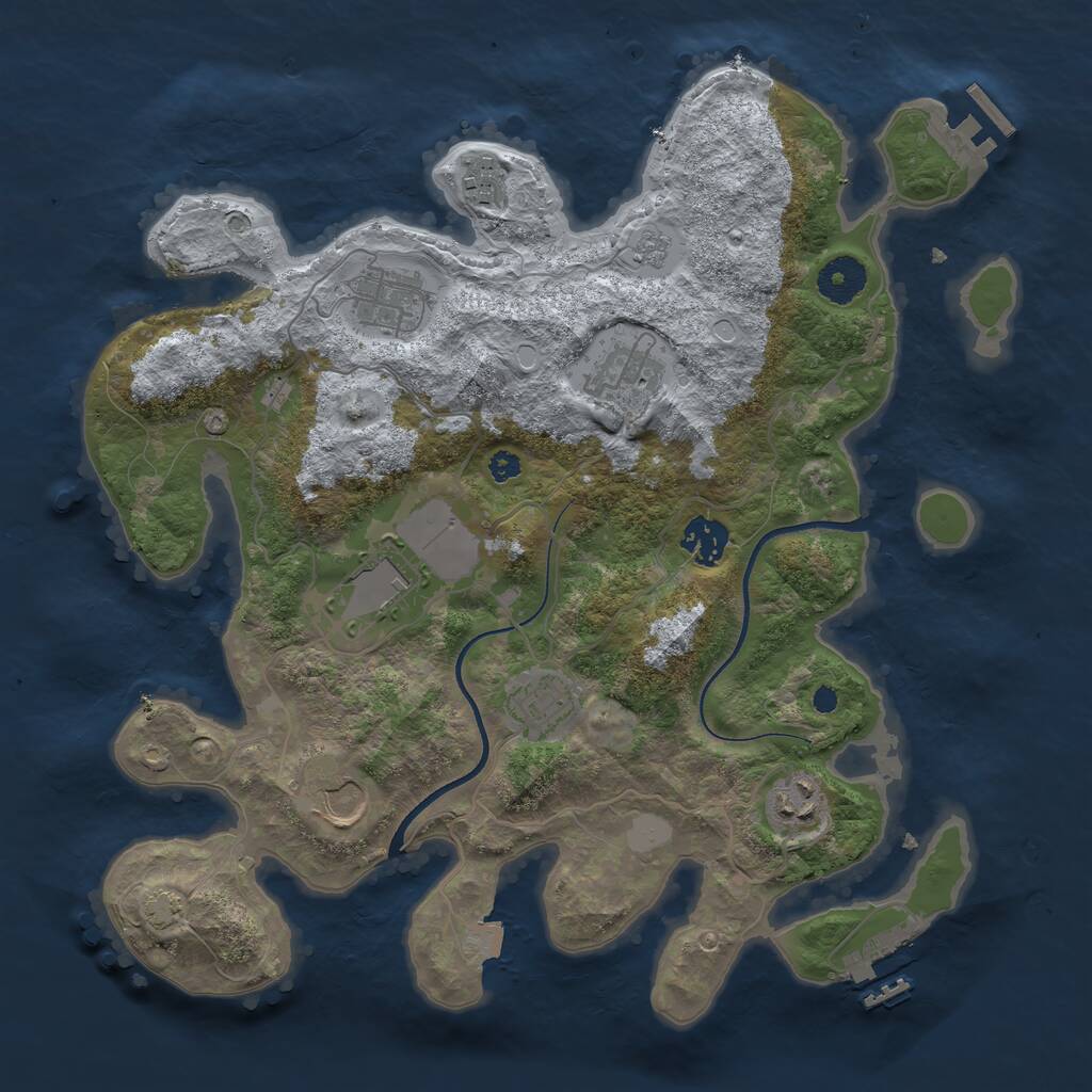 Rust Map: Procedural Map, Size: 3500, Seed: 224101796, 13 Monuments