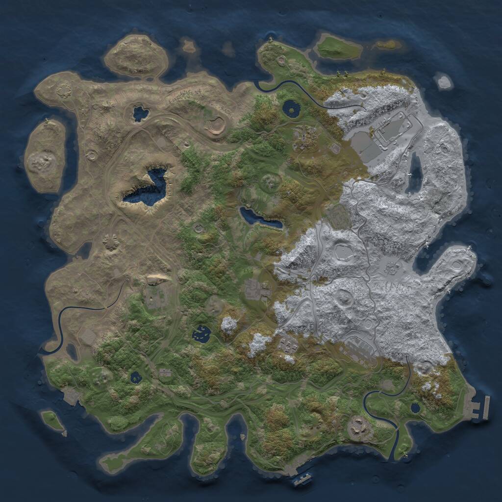 Rust Map: Procedural Map, Size: 4250, Seed: 823846872, 16 Monuments