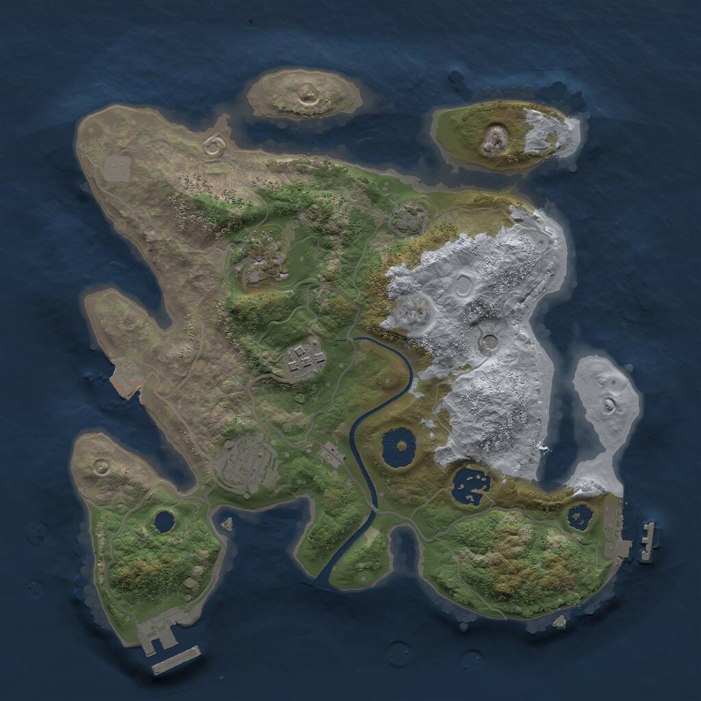 Rust Map: Procedural Map, Size: 2800, Seed: 1023743776, 9 Monuments