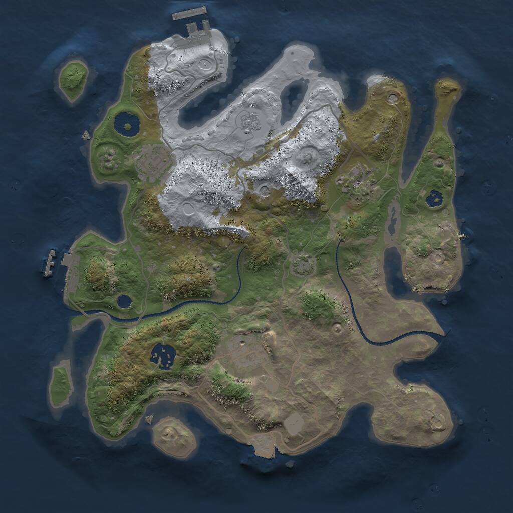 Rust Map: Procedural Map, Size: 3000, Seed: 25278, 10 Monuments