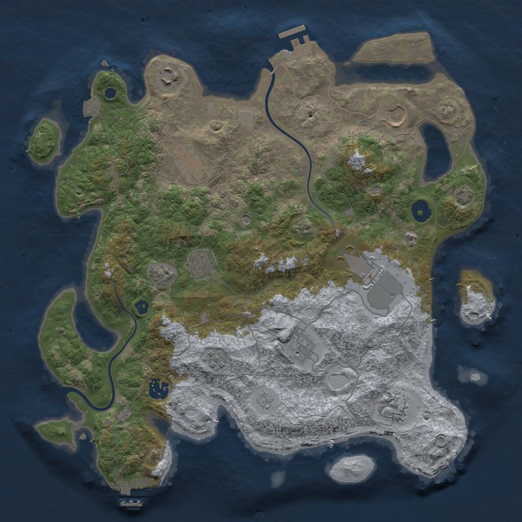 Rust Map: Procedural Map, Size: 3800, Seed: 627803443, 15 Monuments