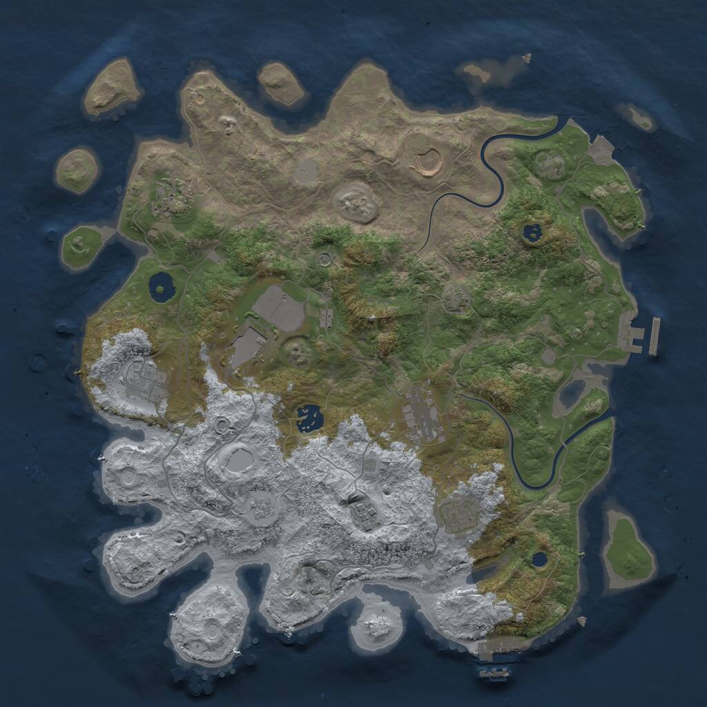 Rust Map: Procedural Map, Size: 3750, Seed: 205524080, 14 Monuments