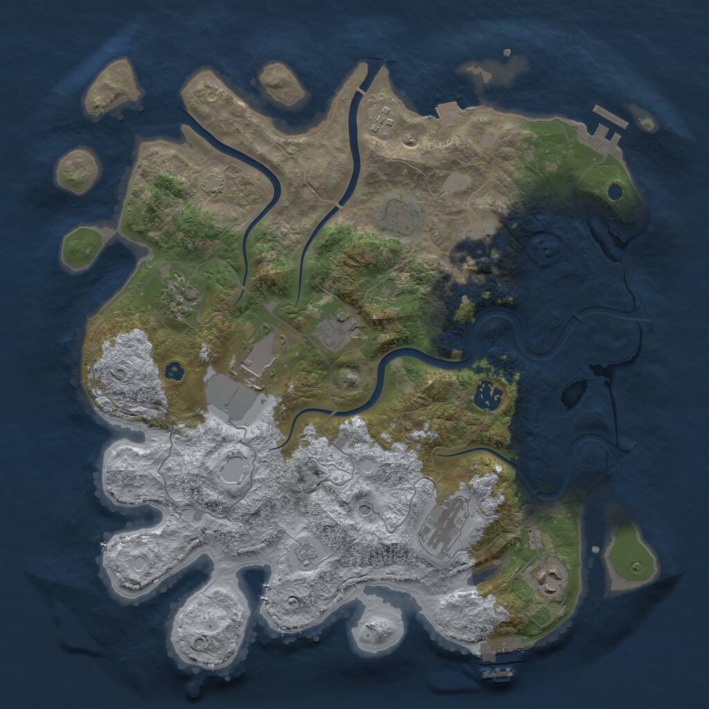 Rust Map: Procedural Map, Size: 3750, Seed: 205524080, 15 Monuments