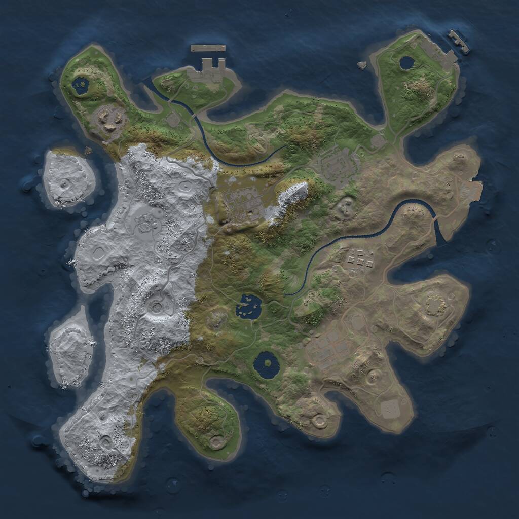 Rust Map: Procedural Map, Size: 3000, Seed: 1840466051, 12 Monuments