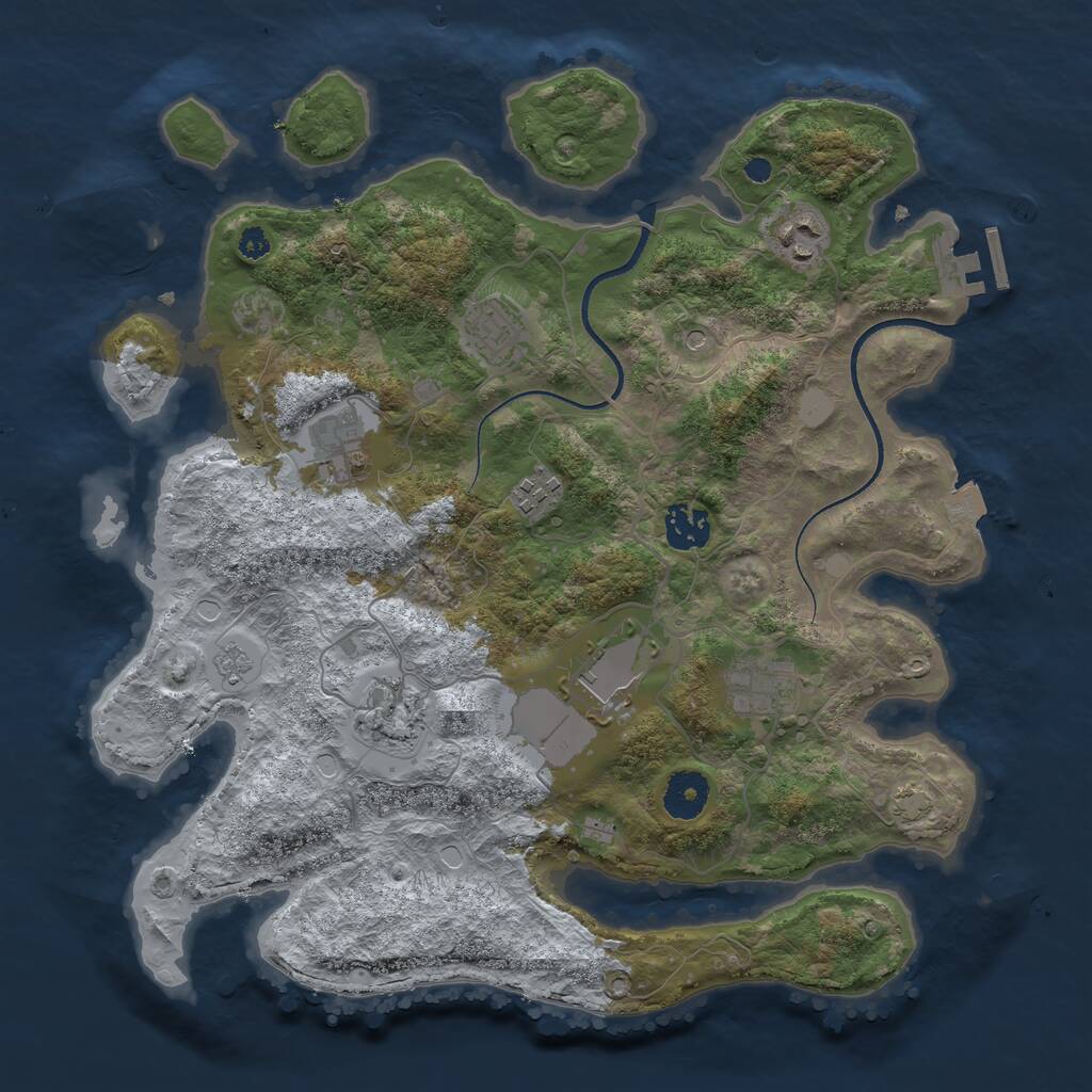 Rust Map: Procedural Map, Size: 3500, Seed: 258231594, 13 Monuments