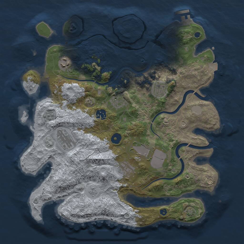 Rust Map: Procedural Map, Size: 3500, Seed: 258231594, 13 Monuments