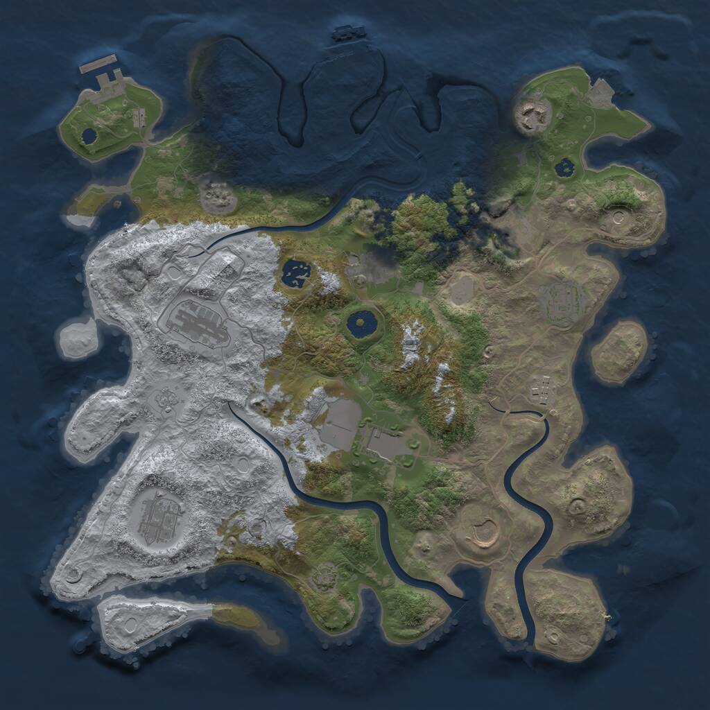Rust Map: Procedural Map, Size: 3750, Seed: 473987982, 16 Monuments