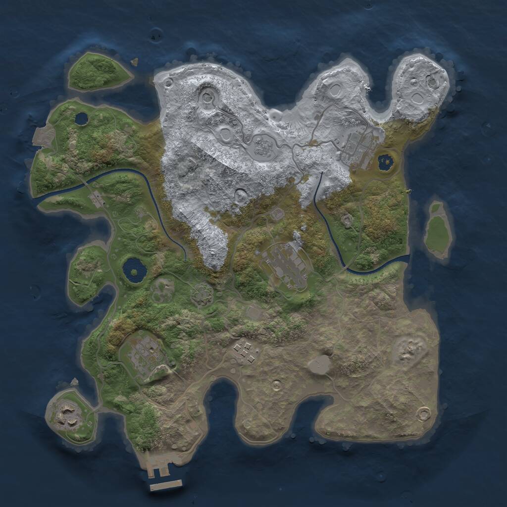 Rust Map: Procedural Map, Size: 3177, Seed: 1, 10 Monuments