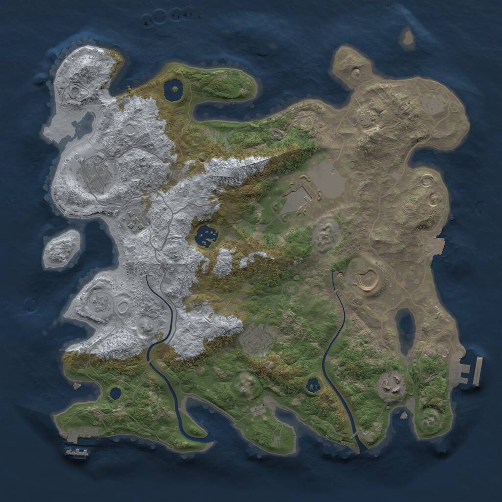 Rust Map: Procedural Map, Size: 3500, Seed: 1488737943, 13 Monuments