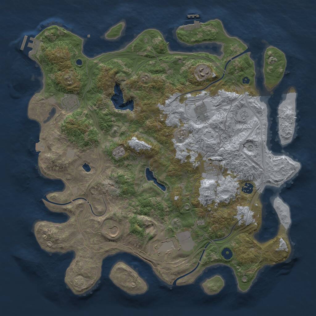 Rust Map: Procedural Map, Size: 4250, Seed: 2134456407, 14 Monuments