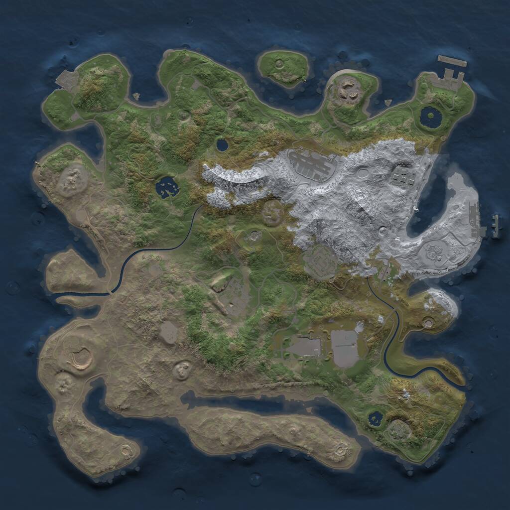 Rust Map: Procedural Map, Size: 3500, Seed: 49798, 14 Monuments