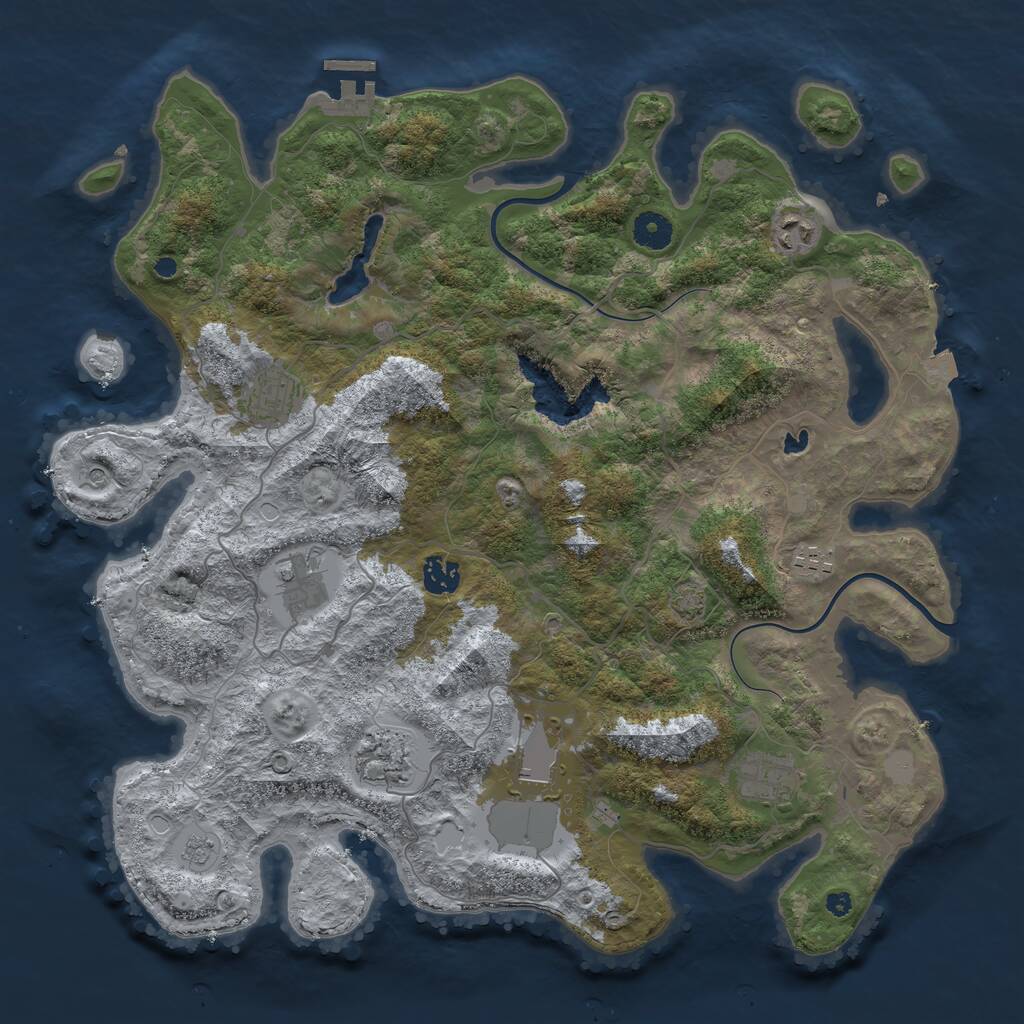 Rust Map: Procedural Map, Size: 4000, Seed: 656004358, 13 Monuments