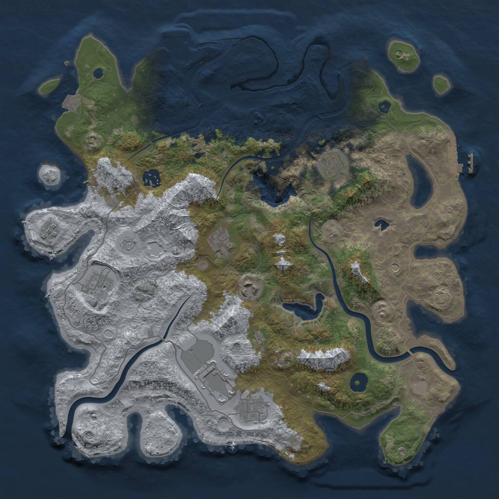 Rust Map: Procedural Map, Size: 4000, Seed: 656004358, 14 Monuments