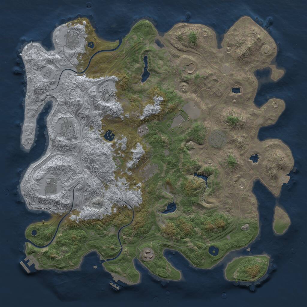 Rust Map: Procedural Map, Size: 4500, Seed: 665734554, 17 Monuments