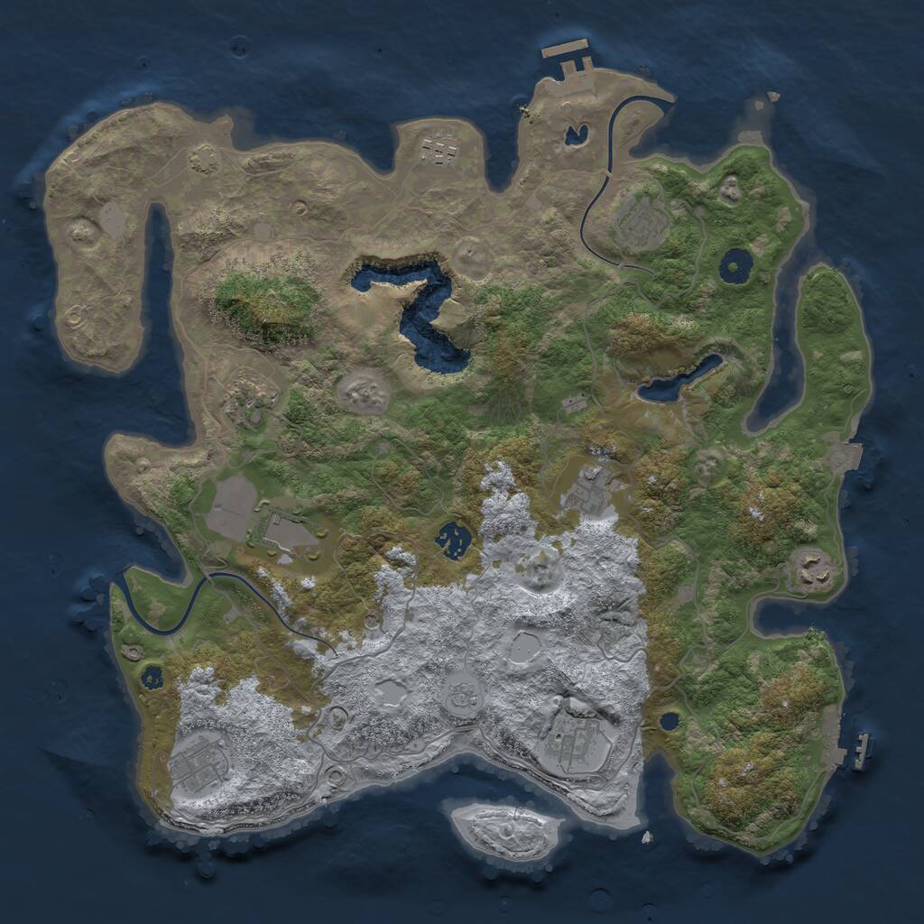 Rust Map: Procedural Map, Size: 4000, Seed: 1242913025, 15 Monuments