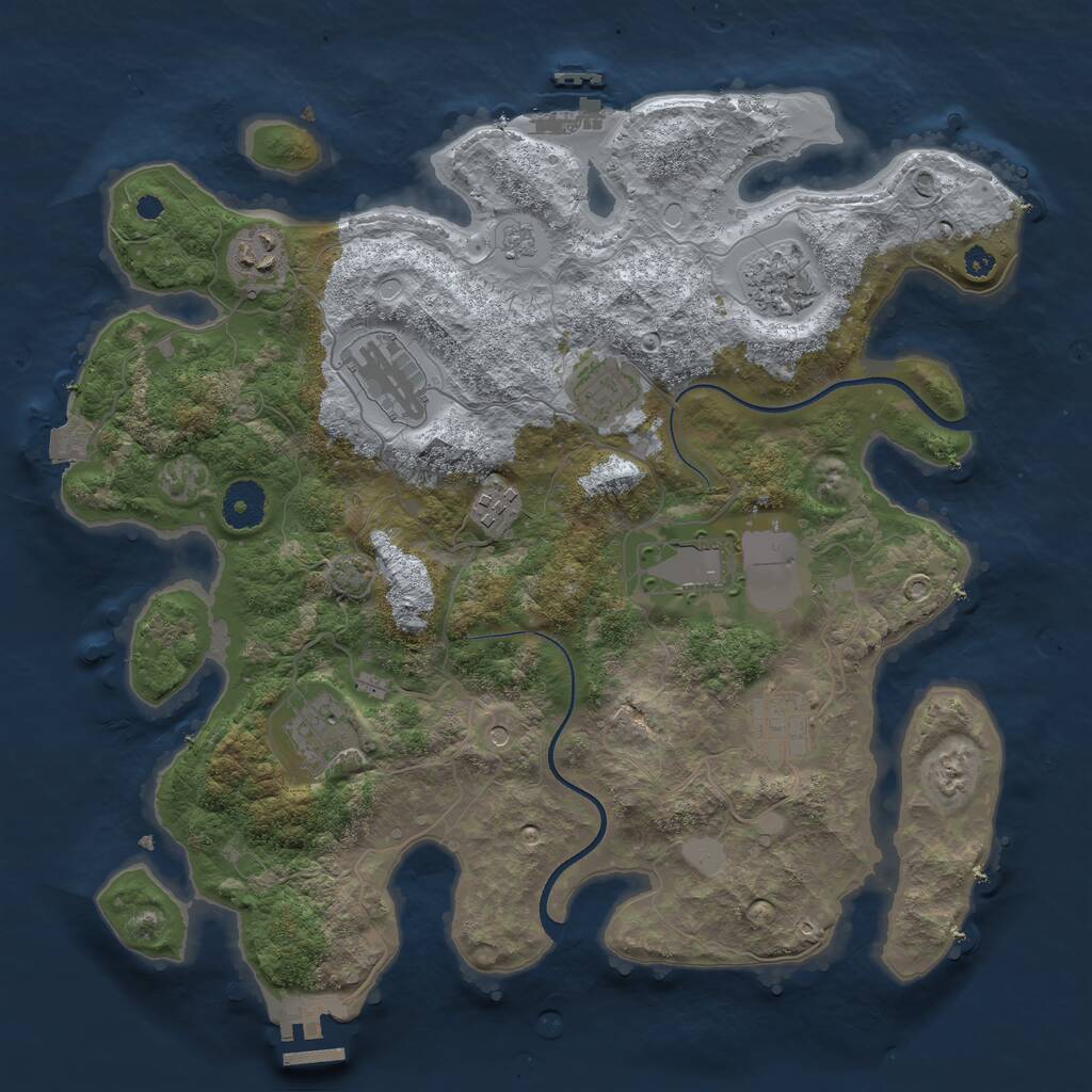 Rust Map: Procedural Map, Size: 3564, Seed: 1, 14 Monuments