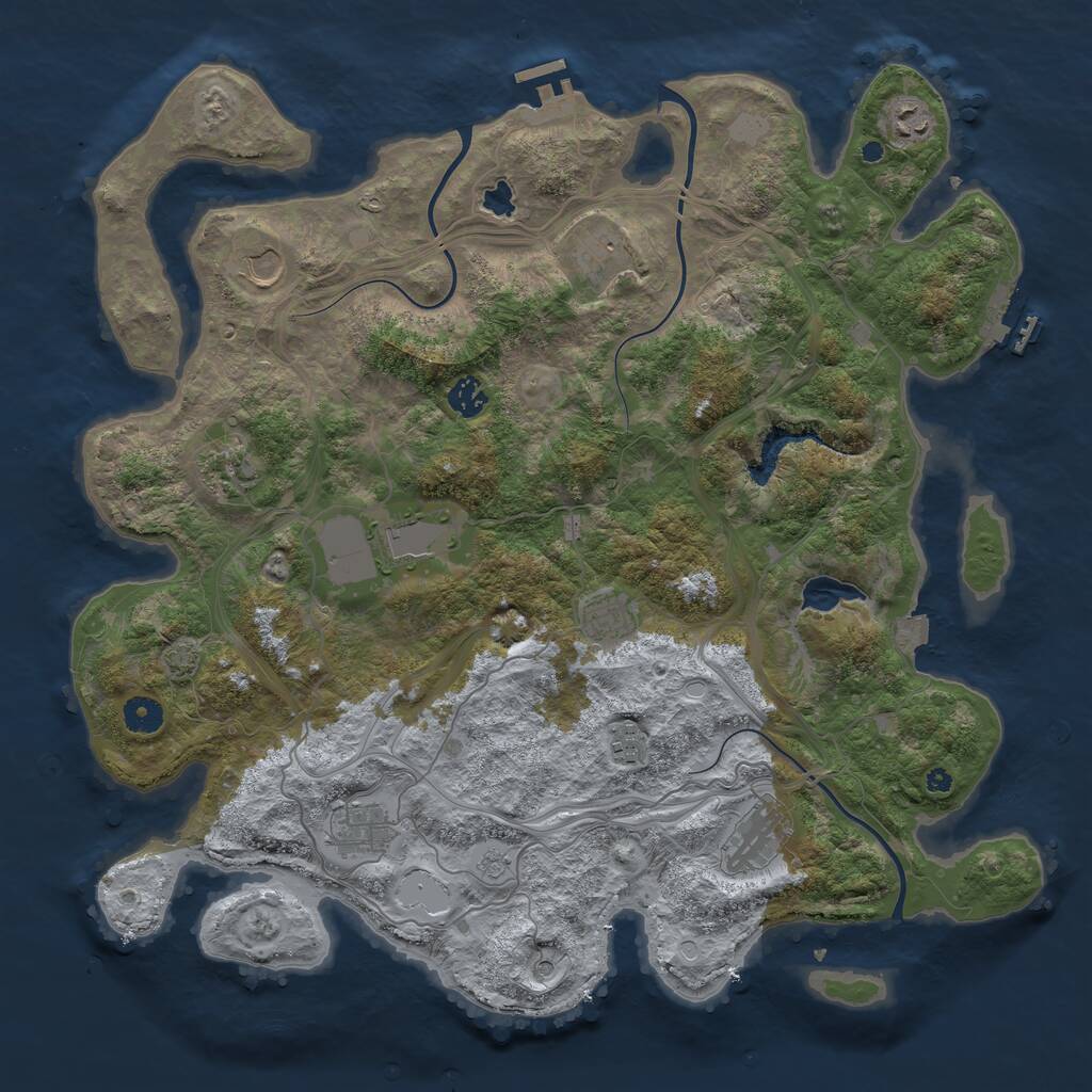 Rust Map: Procedural Map, Size: 4250, Seed: 206615, 16 Monuments