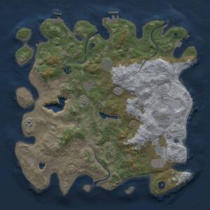 Thumbnail Rust Map: Procedural Map, Size: 4100, Seed: 308243386, 14 Monuments