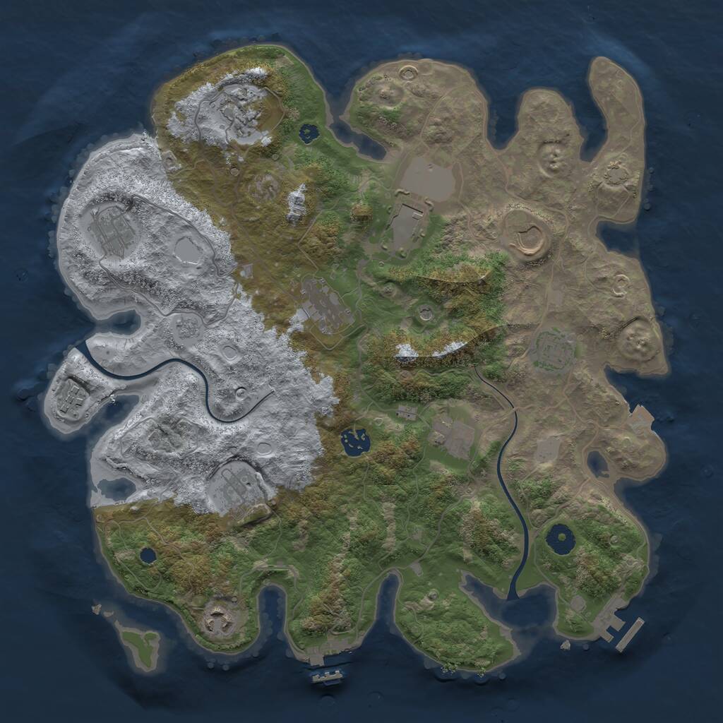 Rust Map: Procedural Map, Size: 3750, Seed: 1984362251, 17 Monuments