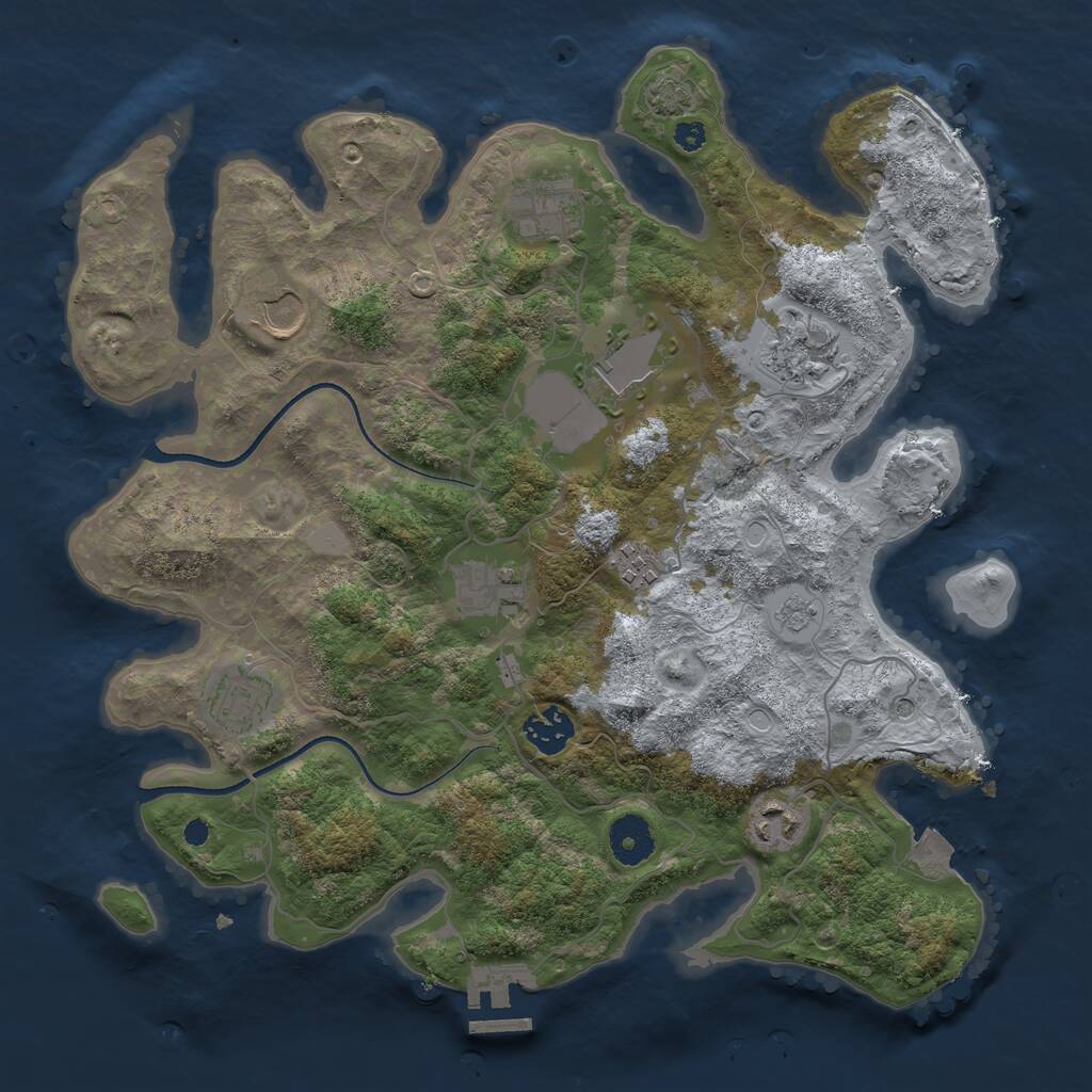 Rust Map: Procedural Map, Size: 3500, Seed: 307248051, 14 Monuments