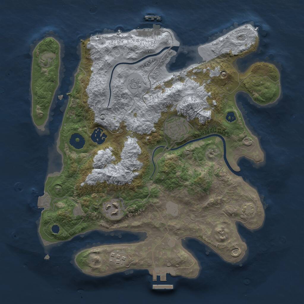 Rust Map: Procedural Map, Size: 3000, Seed: 1964000047, 9 Monuments