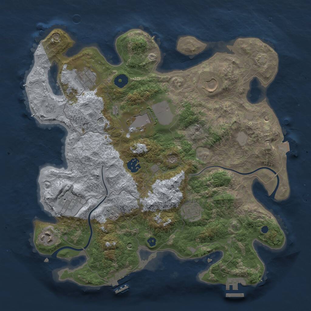 Rust Map: Procedural Map, Size: 3500, Seed: 1485515890, 14 Monuments