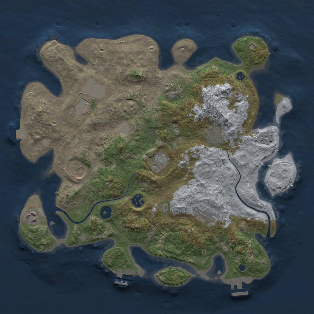 Rust Map: Procedural Map, Size: 3800, Seed: 2104540249, 15 Monuments