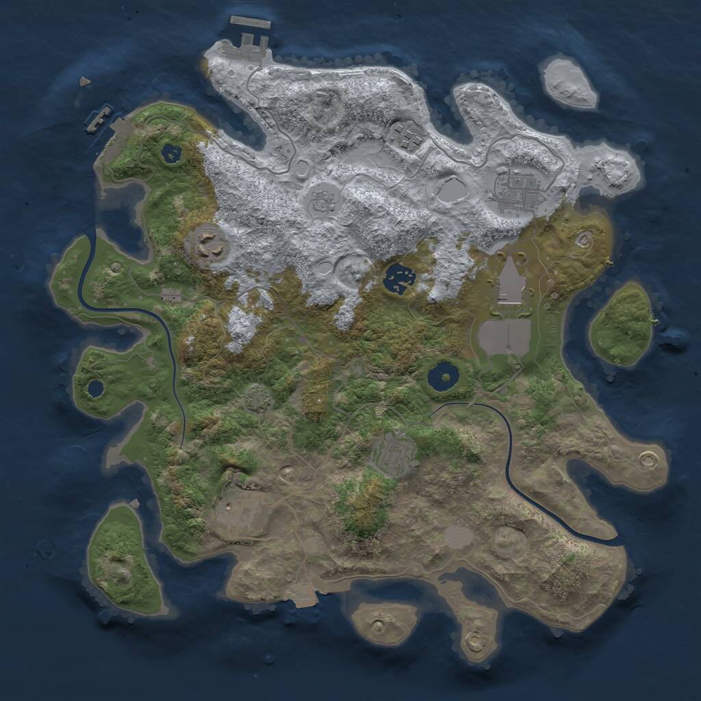 Rust Map: Procedural Map, Size: 3500, Seed: 1590676332, 12 Monuments